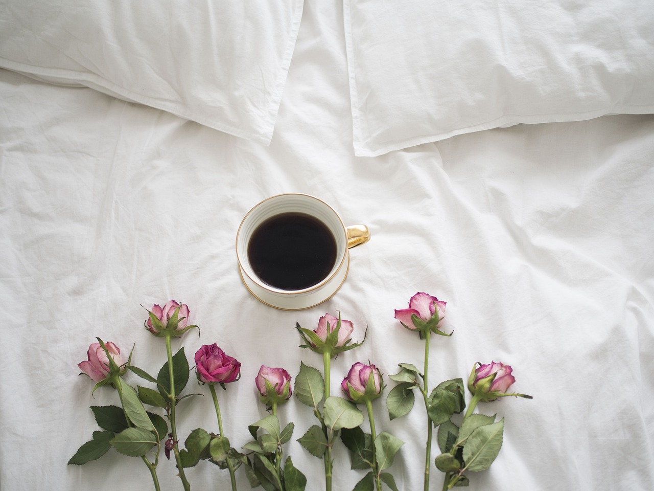 coffee, roses, bed-2676642.jpg
